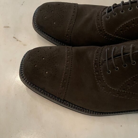 Salvatore Ferragamo suede cap toe chocolate brown lace up oxford shoes main image 6